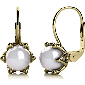 Náušnice Couple, Okouzlující náušnice Coralia, žluté zlato a perly, Patent dámský, 585-45-3-5076.0Z00.0.00.742.08