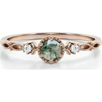 Prsten Stříbrný prstýnek MECHOVÝ ACHÁT ROSE Velikost prstenu: 9 (EU: 59-61) Ag 925; ≤1,8 g.