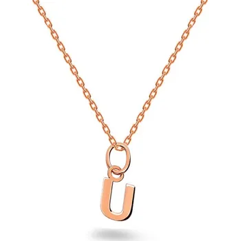 Přívěsek Minimalistický přívěsek písmeno U v růžovém zlatě IZ24456UR + balení Klasik zdarma