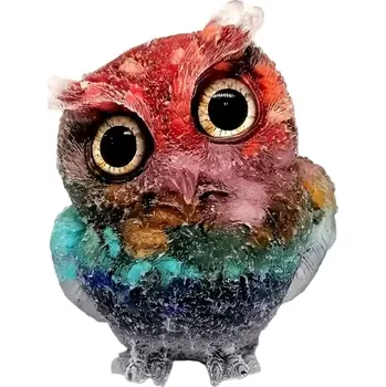 Sovička exkluzivní, vícebarevná, z pryskyřice 6 cm