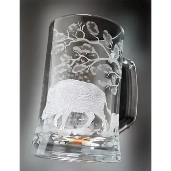 Sklenice Myslivecký broušený půllitr - divočák (Skleněný půllitr)