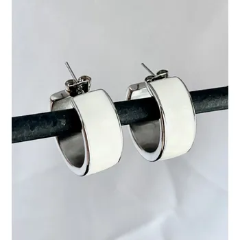 Náušnice Prosperk Náušnice ocelové bílé kruhy