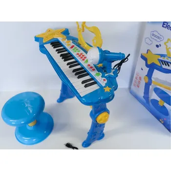Hudební nástroj pro děti Piáno elektronické, 37 kláves, s mikrofonem - modré