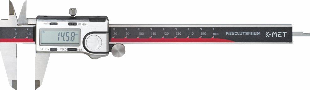 Digitální posuvné měřítko K-MET ABSOLUTE ZERO, 150/40 mm, DIN 862 (6040-05-150)