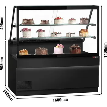 Vinotéka G.Gastro Chladicí vitrína - 1600mm - 2 police - přední dřevěný panel - pracovní deska z černé žuly