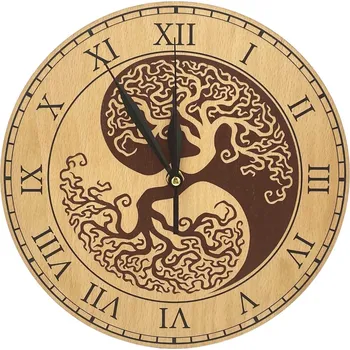 Hodiny art-wood.cz Dřevěné hodiny - Jin a Jang + strom života