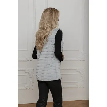 Dámská vesta Dámská šedá kožešinová vesta s podšívkou Och Bella, odstíny šedé S (36) i392_24660-46