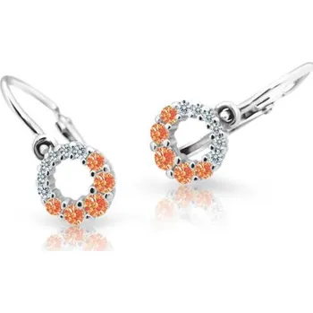 Náušnice CUTIE Dětské zlaté náušnice oranžové zirkony