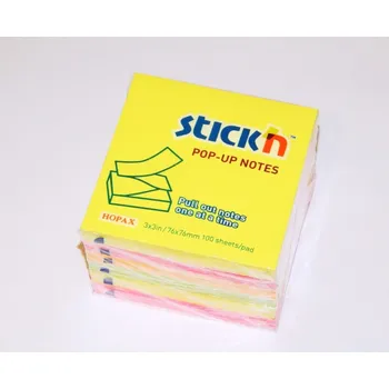 Samolepící bloček Bločky samolepící Stick´n 76x76 mm, 100 l, 6 bločků v bal, neon. Mix /21848 533053