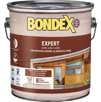 Lak na dřevo BONDEX EXPERT silnovrstvá syntetická lazura na dřevo exteriér 2.5 l Teak