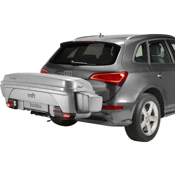 Nosič lyží MFT BackBox lesklý stříbrný + modul BackCarrier + bočnice na lyže, Doprava ZDARMA