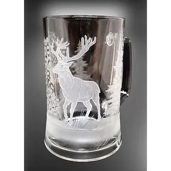 Sklenice Myslivecký broušený půllitr - jelen (Skleněný půllitr)
