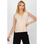 Lakerta Béžový top se síťovanými rukávy Velikost: 36