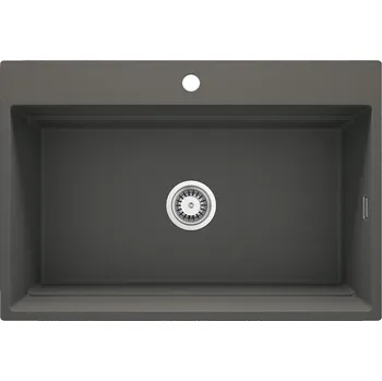 Deante Magnetic, 1-komorový granitový dřez 760x520x220mm, antracitová metalíza, DEA-ZRM_T10B