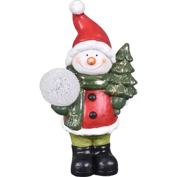 Vánoční dekorace Nohel Garden Sněhulák s koulí a stromkem LED keramický 14x10x27cm