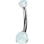 Šperky4U Piercing do pupíku MALÝ - TITAN, bílý opál - TIT1513-OP17