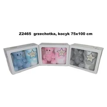 plyšák MIś z grzechotką i kocykiem 75x100cm MIX