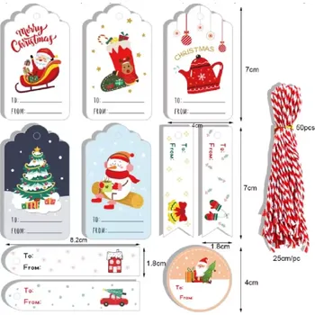 Dárková visačka Vánoční jmenovky na dárky - BÍLÉ - 50 ks (Značka: WEIGAO)