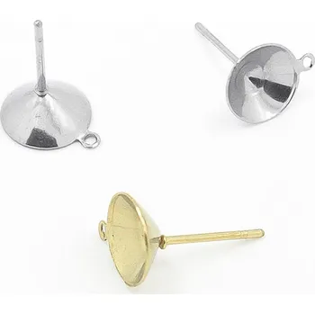 Materiál na výrobu šperku Ocelová puzeta s rivoli lůžkem 6-10mm - 1ks - 8mm / Nerez SL / 1Ks