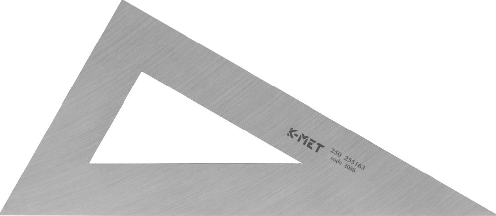 Trojúhelník kovový K-MET 250mm, 30°, 60°, 90°, ČSN 25 5162, ČSN 25 5163 (4085)