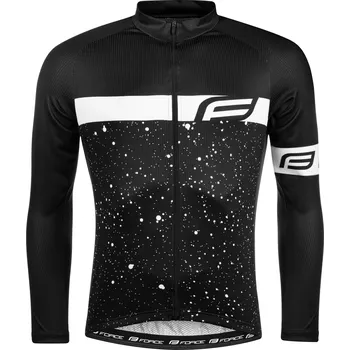 cyklistický dres FORCE Dres FORCE SPRAY dlouhý rukáv, černo-bílý