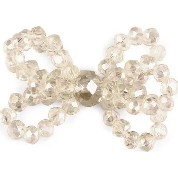 Mašlička z broušených skleněných korálků Hand made - 2 béžová světlá