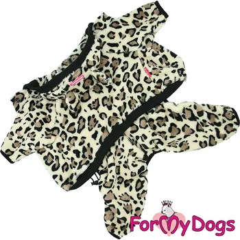 Obleček pro psa FOR MY DOGS Plyšový overal LEO BEIGE WITH EARS, hnědý Velikost: 20/XXL
