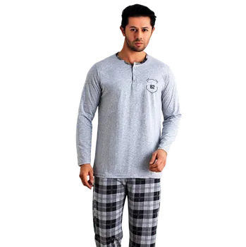 Pánské pyžamo MNB Pánské dlouhé pyžamo MNB-28072 M Šedá