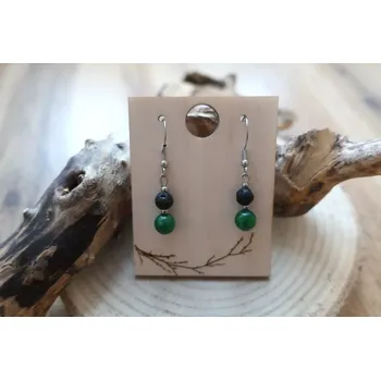 Šperk Náušnice z minerálů - jadeit a černá láva - afroháčky (Náušnice)