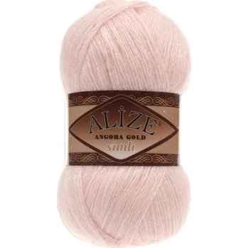 Příze Příze Angora Gold Simli 100 g - 271 světle růžová