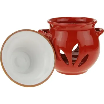 Aroma lampa Aromalampa baňatá červená 12,5 cm (Keramická aromalampa prořezávaná )