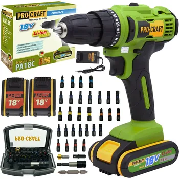 PROCRAFT SPA18 Vrtací šroubovák AKU 18V Li-ion (2x), 1500mAh se sadou bitů BS-32