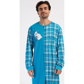 Dámské pyžamo Vienetta Secret pánský overal na spaní Méďa Ospalec modrá