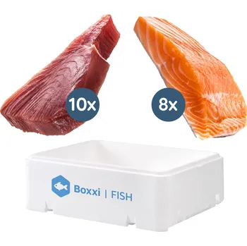 Dárkový potravinový koš BOXXI Tuňák a Arktický losos box 3200g + ZDARMA Doprava, Box a Dárek