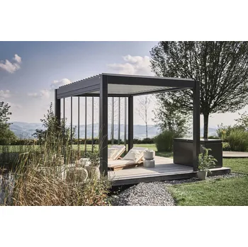 Pergola Bioklimatická pergola BIOHORT 4 x 3 m, šedý křemen/stříbrná metalíza