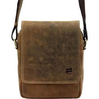 Hnědá pánská kožená crossbody taška Nordee no. GM03