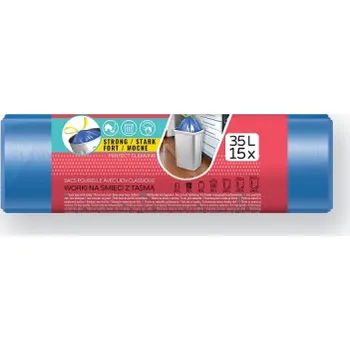 Pytle na odpadky Pytle do koše ViGO! stahovací - 60x50cm / 35l / 12my / 15ks / modrá