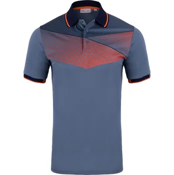 Pánské tričko Kjus Men Spot Printed Polo S/S 56, Steel Blue/Kjus Orange, pánské