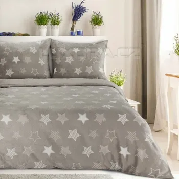 Povlečení Povlečení mikroflanel hvězdy béžové - 200x140 cm + 90x70 cm