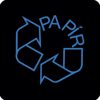 Samolepící etiketa Samolepka na odpadkový koš pro tříděný odpad - PAPÍR, černá - modrá, 12x12 cm, CZ