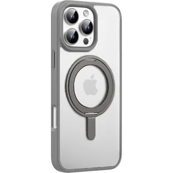 Pouzdro na mobilní telefon MUTURAL matný kryt s výklopným stojánkem a MagSafe pro iPhone 16 Pro - šedý