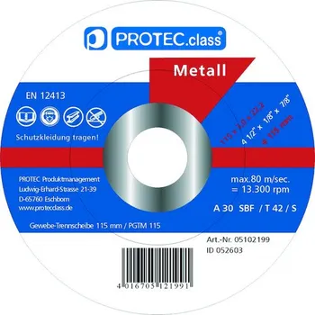 Brusný kotouč PROTECCLASS PROTEC Sada řezacích kotoučů na ocel PGTM115 korund 5ks v balení 05102199
