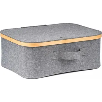 Stojan na víno Úložný box G21 40 x 30 x 15 cm, bambusový s víkem, šedý