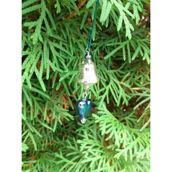 Vánoční dekorace srdíčkový zvonek modrý