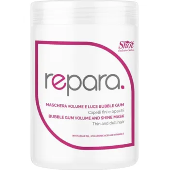 Vlasová regenerace Shot Repara Bubble Gum Volume and Shine Mask - maska ​​s leskem vhodná pro jemné a matné vlasy, 1000 ml