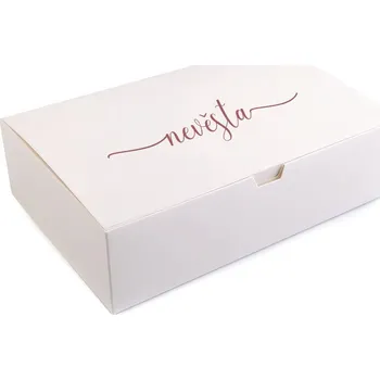 Svatební dekorace Dárková krabička bílá 12x18x5 cm - nápis nevěsta