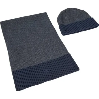 Kšiltovka SET ČEPICE A ŠÁLA CAMEL ACTIVE GIFT BOX SCARF/HAT NIGHT BLUE CHECK