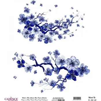 Umělecký papír Rýžový papír Cadence, 30 x 30 cm - modré sakury