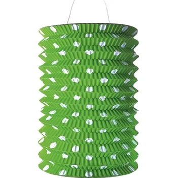Karnevalový doplněk Lampion puntíky válec zelený 15 cm 9261