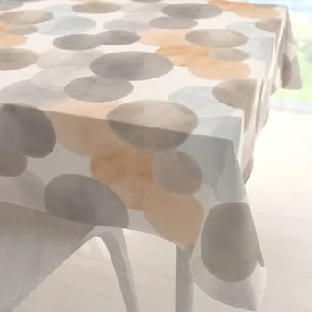 ubrus Sametový čtvercový ubrus Tamara TMR-047 Šedo-béžová kola na smetanovém 50x50 cm